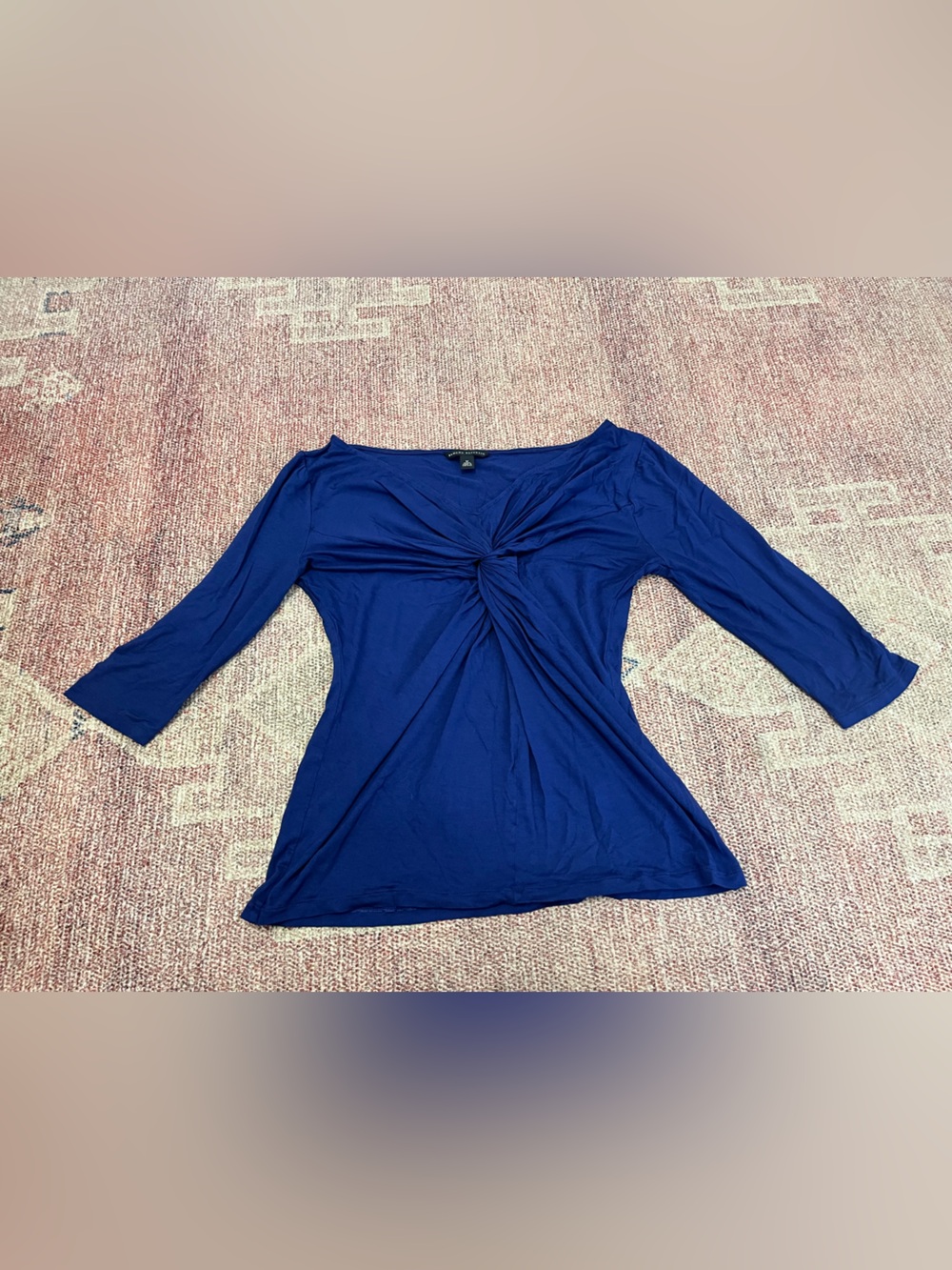 Banana Republic medium royal blue v neck twist detail long sleeve fitted top